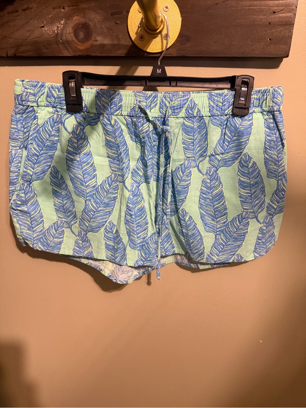 Vineyard Vines Mint Green Shorts with Blue Leaf Print
